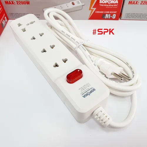 Ổ Cắm Điện 4 Lỗ 2200W Lõi Sứ Có Dây Và Công Tắc 4M2 SOPOKA 