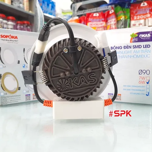 Bóng Đèn Led Âm Trần Sáng Trắng Tròn Downlight Nhôm Đúc Viền Trắng V2 OKAS SOPOKA - 7W