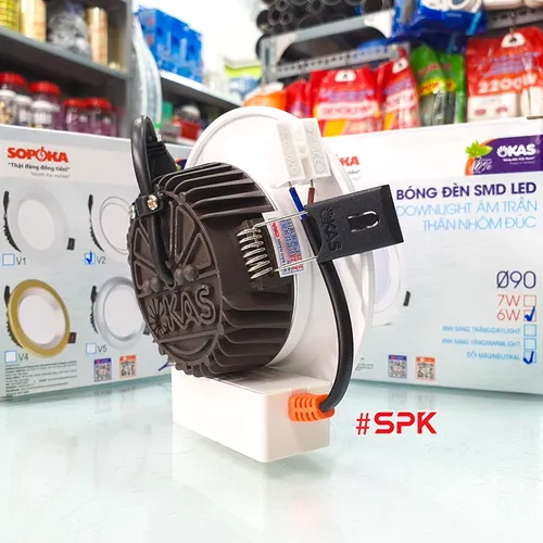 Bóng Đèn Led Âm Trần Sáng Trắng Tròn Downlight Nhôm Đúc Viền Trắng V2 OKAS SOPOKA - 7W