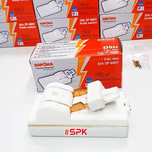 Cầu Dao Đế Sứ 1 Pha 30A-2P Cực Đúc D5H SOPOKA