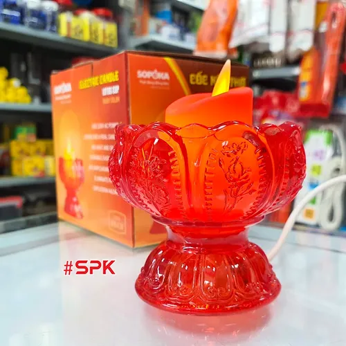 Cốc Nến Thờ Đèn Thờ Hoa Sen Thân Thấp SOPOKA - Hồng Ngọc