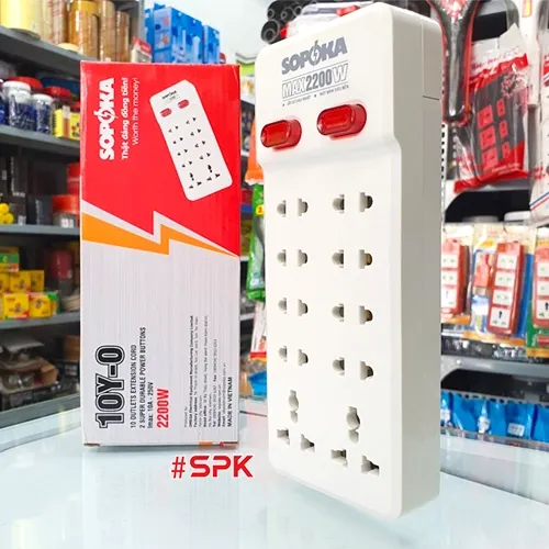 Ổ Cắm Điện 10 Lỗ Không Dây 2200W Lõi Sứ Chịu Nhiệt 10Y-0 SOPOKA