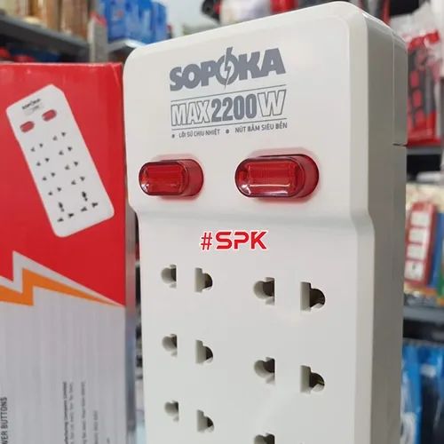 Ổ Cắm Điện 10 Lỗ Không Dây 2200W Lõi Sứ Chịu Nhiệt 10Y-0 SOPOKA