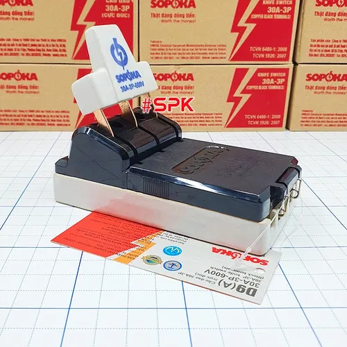 Cầu Dao Điện Đế Sứ 3 Pha 3P Cực Đúc Màu Đen 30A 600V D9A SOPOKA