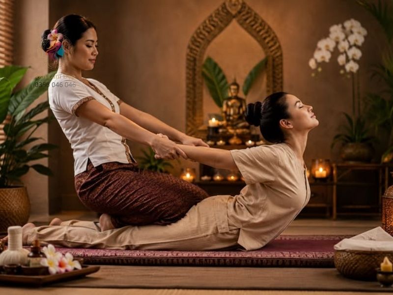 Kỹ thuật massage Thái Lan sử dụng lực ép cơ học để bẻ gãy các điểm xơ cứng Kỹ thuật massage Thái Lan sử dụng lực ép cơ học để bẻ gãy các điểm xơ cứng
