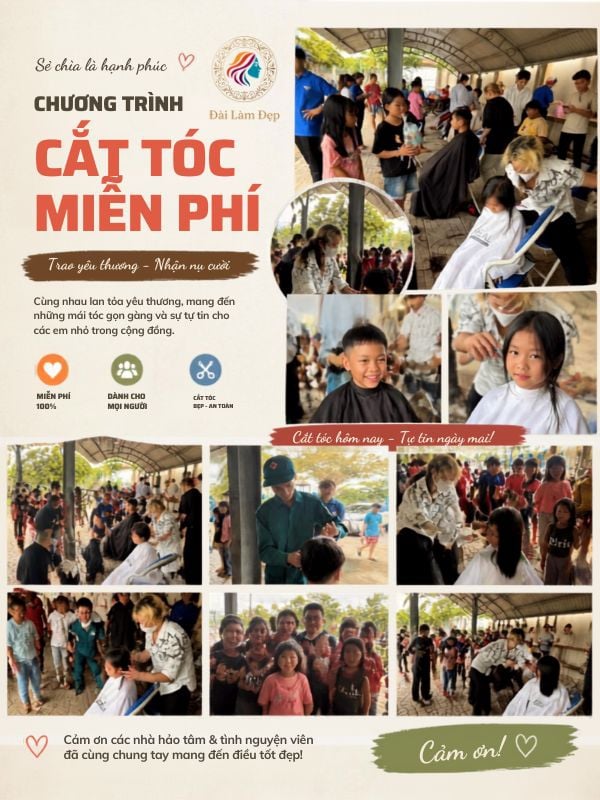 Hạnh phúc lấp lánh tại xã Xuân Sơn 200 phần quà và những mái tóc mới.