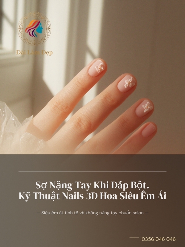 Sợ Nặng Tay Khi Đắp Bột. Kỹ Thuật Nails 3D Hoa Siêu Êm Ái
