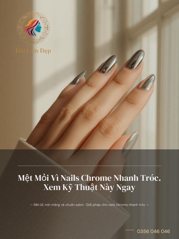 Mệt Mỏi Vì Nails Chrome Nhanh Tróc. Xem Kỹ Thuật Này Ngay