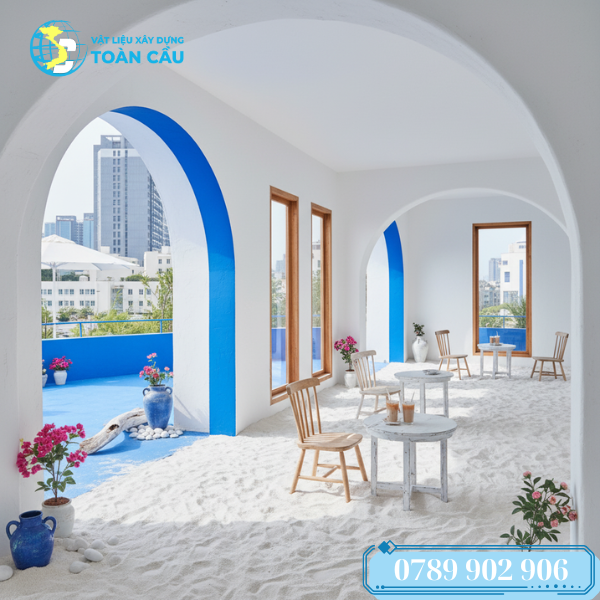 Quán cà phê cát trắng phong cách Tropical Quán cà phê cát trắng phong cách Tropical