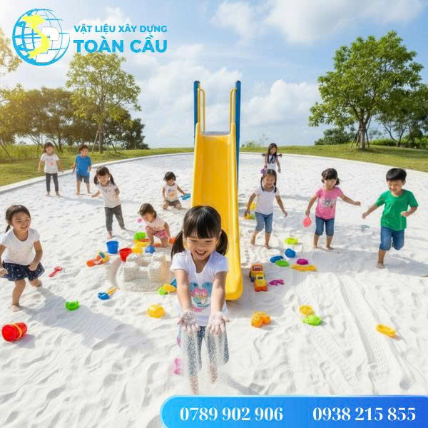 Sân chơi tập thể cho trẻ nhỏ cùng cát trắng sạch, tạo không gian sáng tạo và gắn kết. Sân chơi tập thể cho trẻ nhỏ cùng cát trắng sạch, tạo không gian sáng tạo và gắn kết.