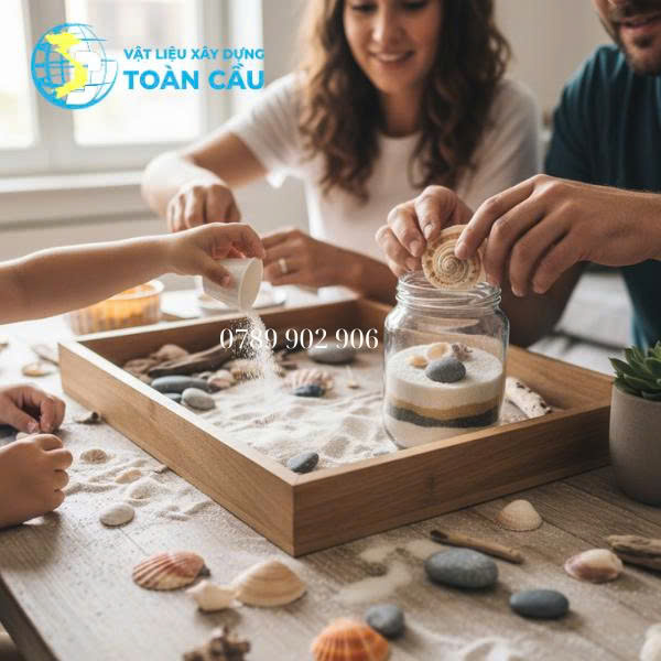 Kỷ niệm mùa hè thu nhỏ! Tiểu cảnh tự chế từ cát trắng, vỏ sò và sỏi biển. Kỷ niệm mùa hè thu nhỏ! Tiểu cảnh tự chế từ cát trắng, vỏ sò và sỏi biển.