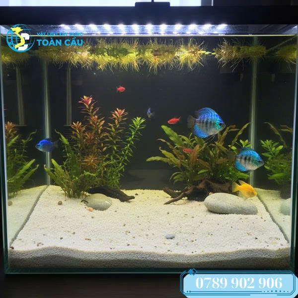 Hồ cá cảnh với cát trắng Toàn Cầu tinh khiết. Hồ cá cảnh với cát trắng Toàn Cầu tinh khiết.