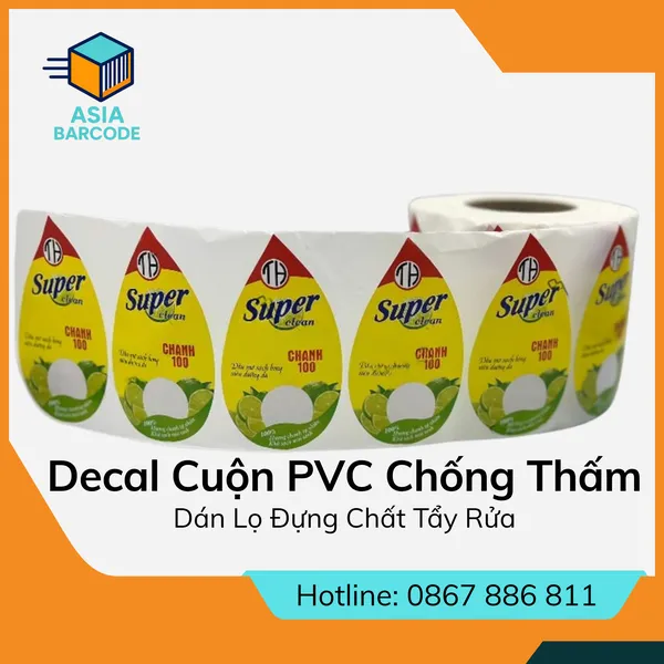 Decal Cuộn PVC Dán Lọ Chất Tẩy Rửa