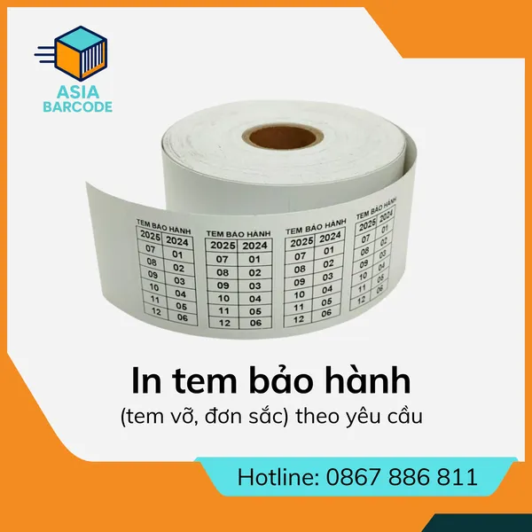 In tem bảo hành (tem vỡ, đơn sắc) theo yêu cầu