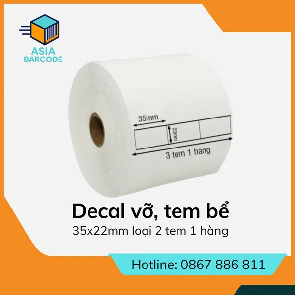 Decal vỡ, tem bể 35x22mm loại 3 tem 1 hàng