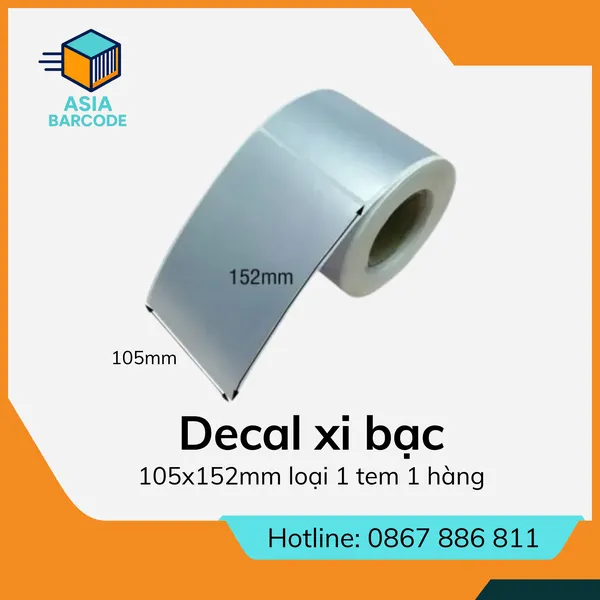 Decal xi bạc 105x152mm loại 1 tem 1 hàng