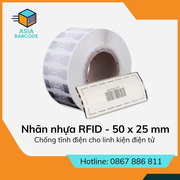 Nhãn nhựa RFID chống tĩnh điện cho linh kiện điện tử – 50 x 25 mm