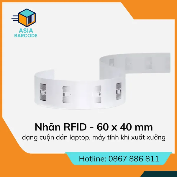 Nhãn RFID dạng cuộn dán máy tính xuất xưởng – 60 x 40 mm
