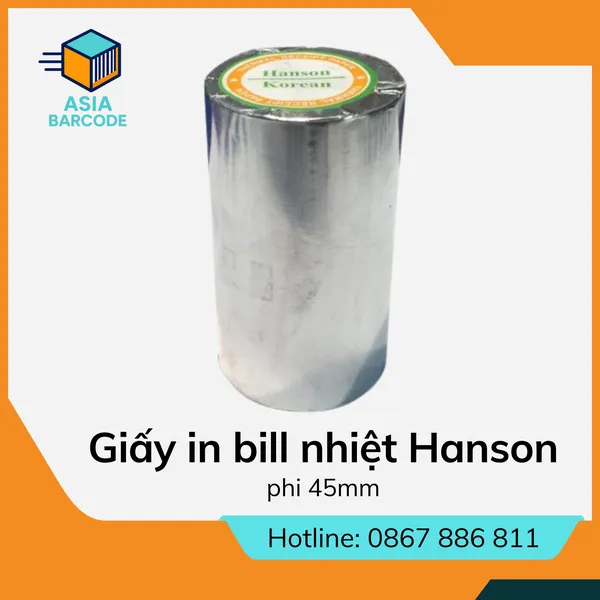 Giấy in bill nhiệt Hanson K80 phi 45mm (đen)