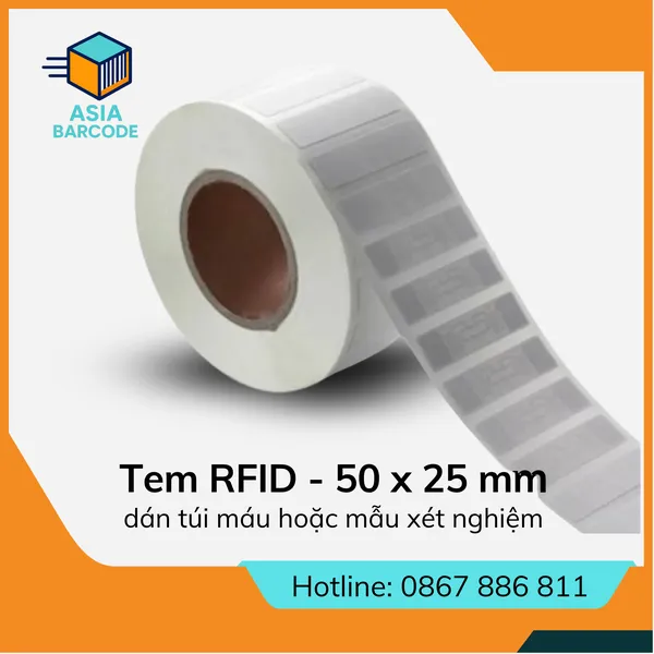 Tem RFID dán túi máu hoặc mẫu xét nghiệm – 50 x 25 mm