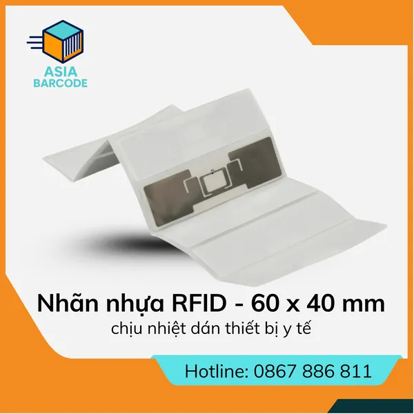 Nhãn nhựa RFID chịu nhiệt dán thiết bị y tế – 60 x 40 mm