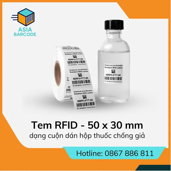 Tem RFID dạng cuộn dán hộp thuốc chống giả – 50 x 30 mm