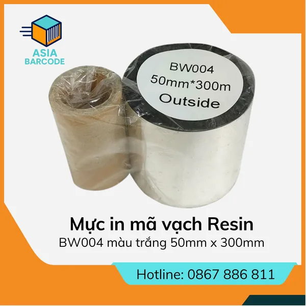 Mực in mã vạch Resin màu trắng BW004 50mm x 300mm 