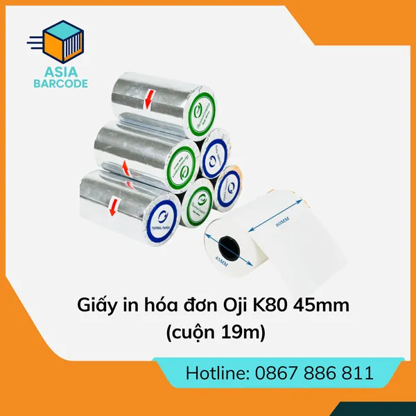 Giấy in hóa đơn Oji K80 45mm (cuộn 19m)