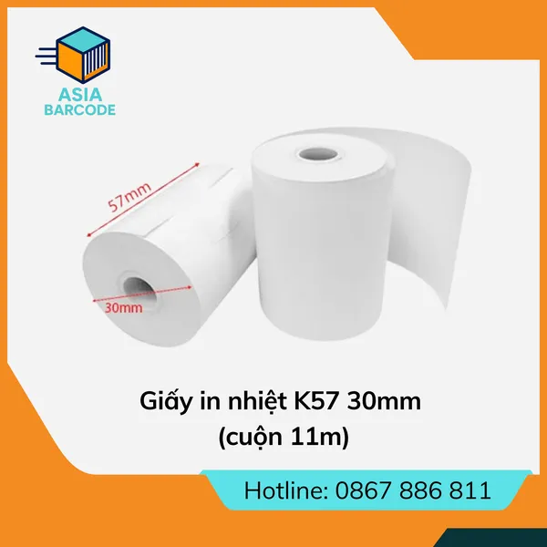 Giấy in nhiệt K57 30mm (cuộn 11m)
