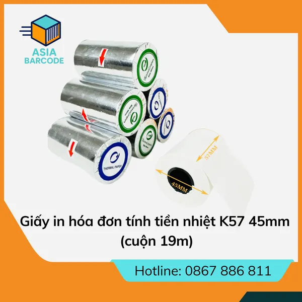 Giấy in hóa đơn tính tiền nhiệt K57 45mm (cuộn 19m)