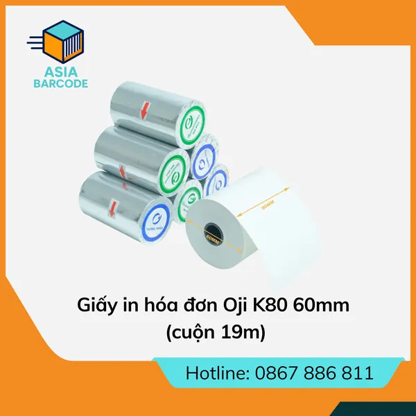 Giấy in hóa đơn Oji K80 60mm (cuộn 19m)