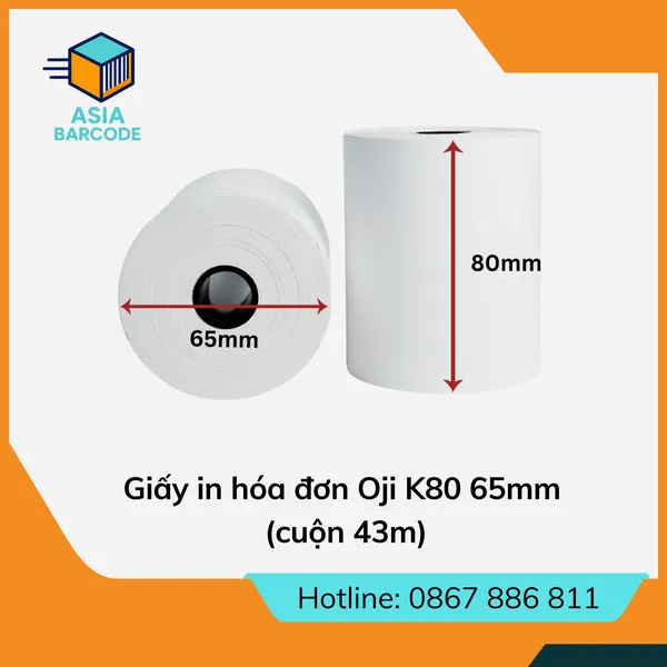 Giấy in hóa đơn Oji K80 80mm (cuộn 64m)