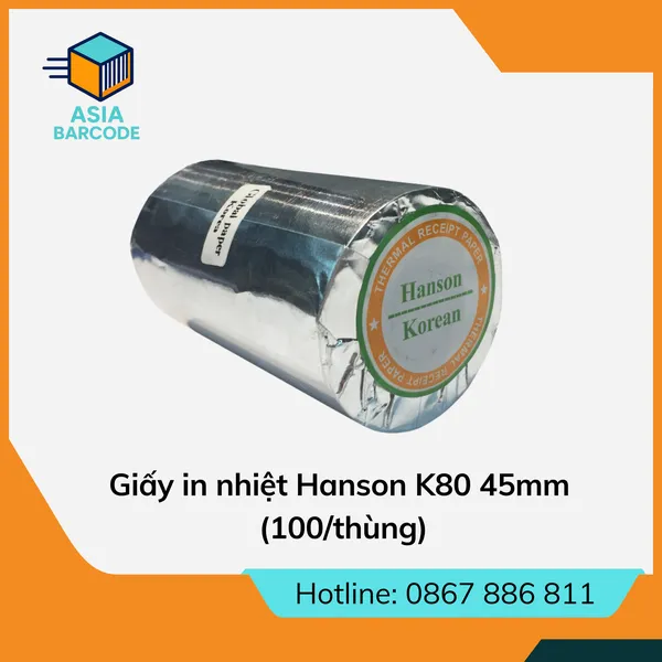 Giấy in nhiệt Hanson K80 45mm (100/thùng)