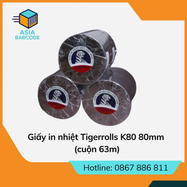 Giấy in nhiệt Tigerrolls K80 80mm (cuộn 63m)