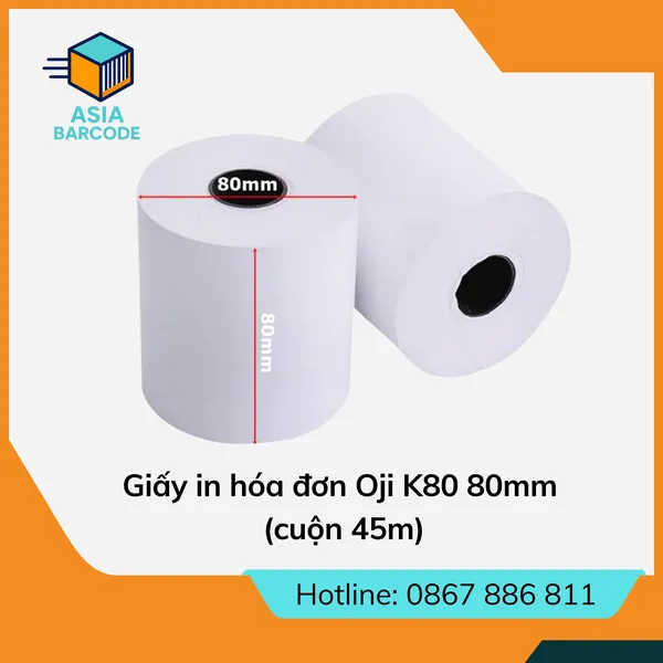Giấy in hóa đơn Oji K80 80mm (cuộn 45m)
