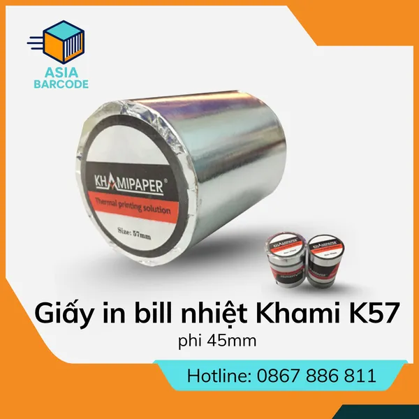Giấy in bill nhiệt Khami K57 phi 45mm