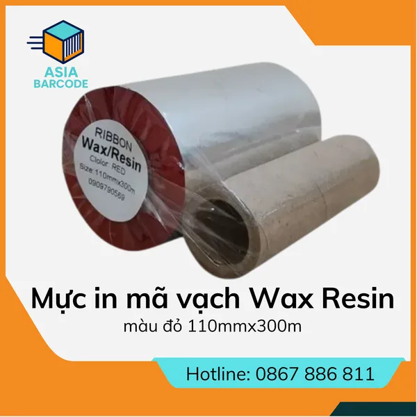 Mực in mã vạch Wax Resin màu đỏ 110mmx300m