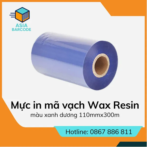 Mực in mã vạch Wax Resin màu xanh dương 110mmx300m