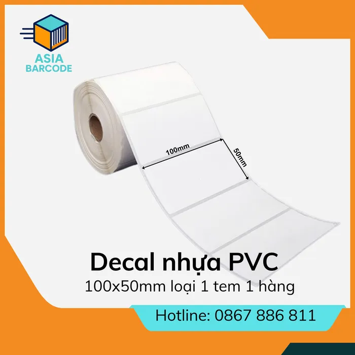 Decal nhựa PVC 100x50mm loại 1 tem 1 hàng