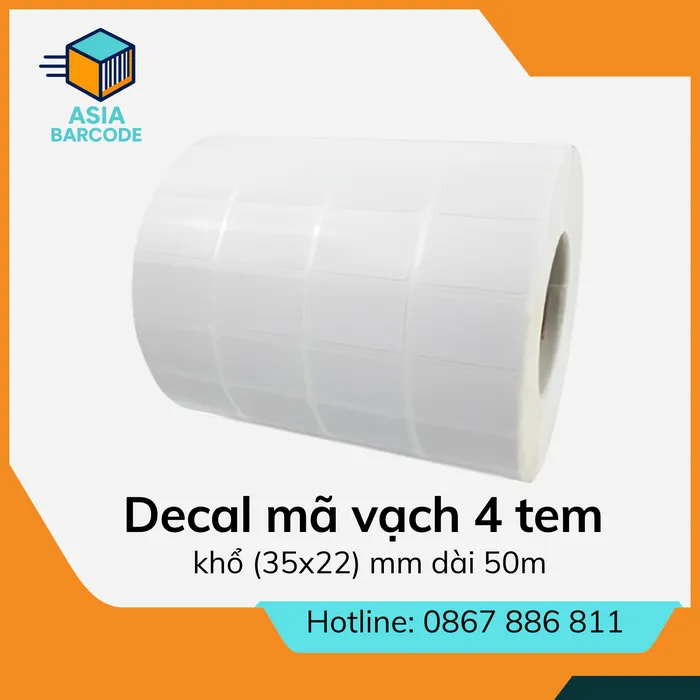 Decal mã vạch 4 tem khổ (35x22) mm dài 50m