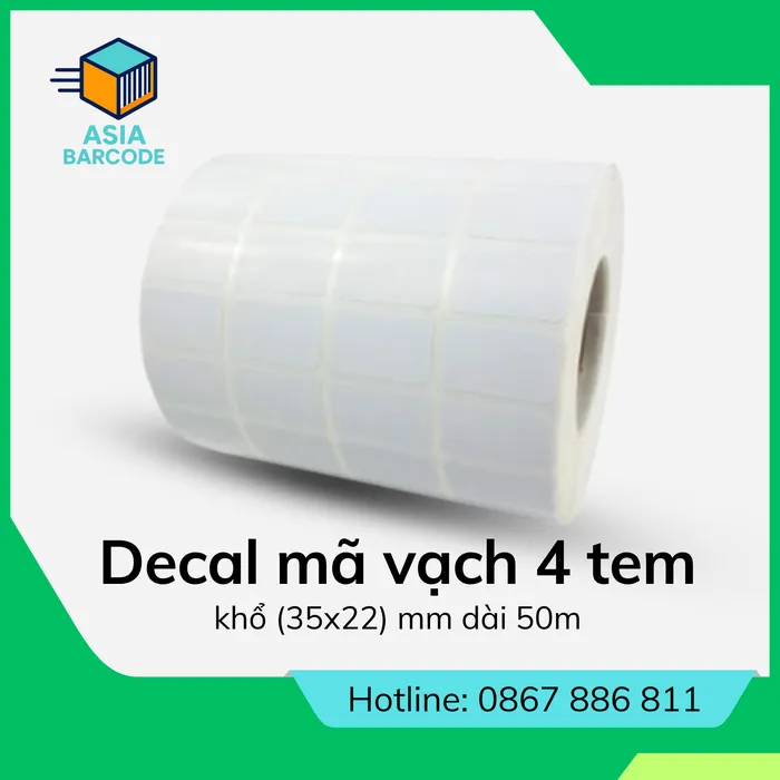 Decal mã vạch 4 tem khổ (35x22) mm dài 50m