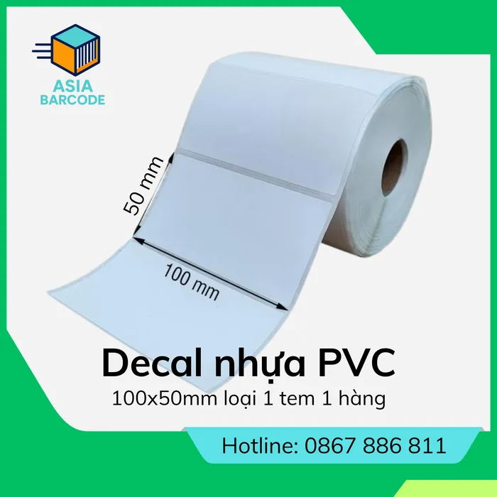 Decal nhựa PVC 100x50mm loại 1 tem 1 hàng