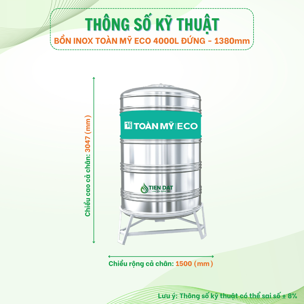 Bồn inox Toàn Mỹ Eco đứng Bồn inox Toàn Mỹ Eco đứng