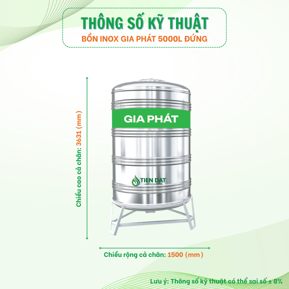 Bồn inox Gia Phát đứng Bồn inox Gia Phát đứng