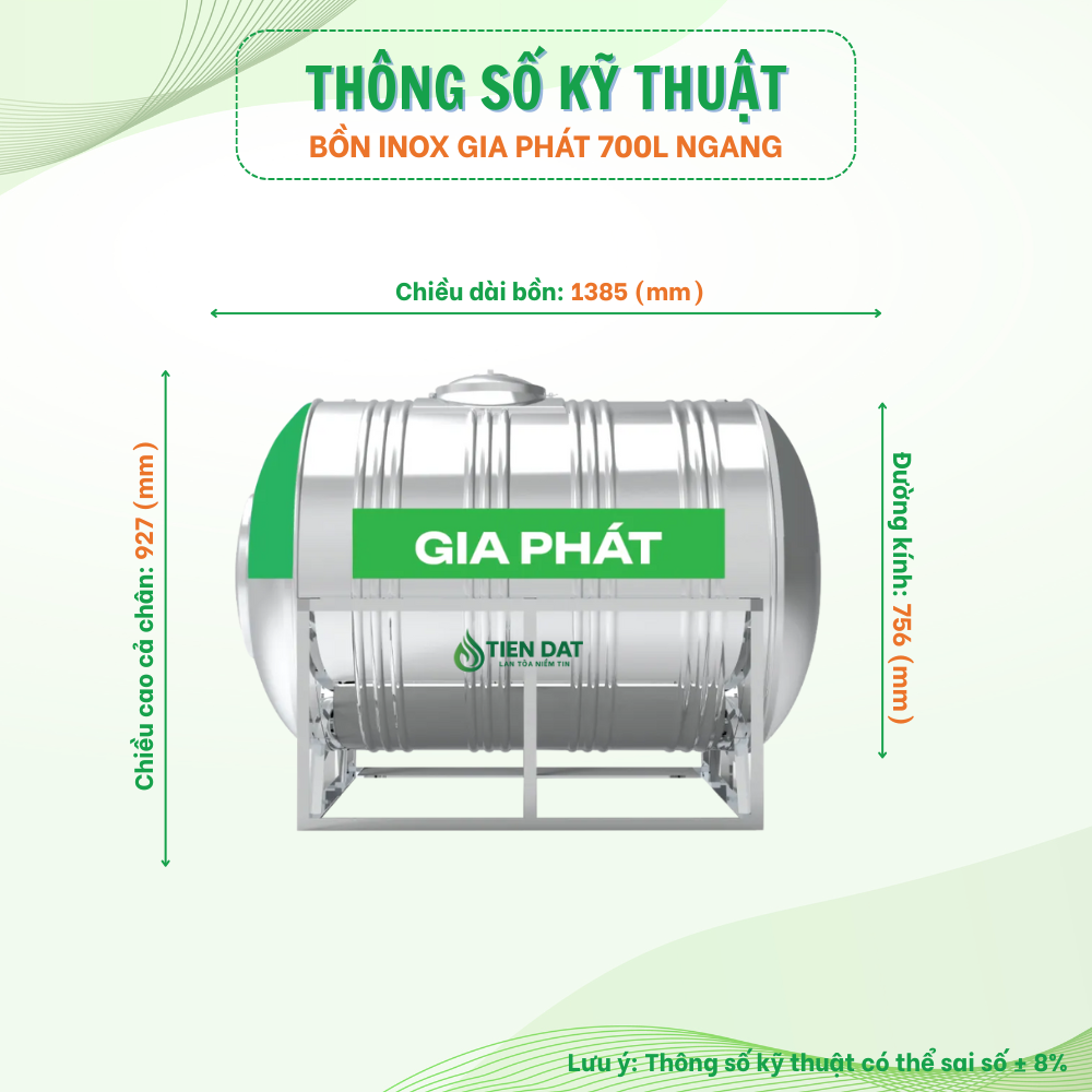 Bồn inox Gia Phát nằm Bồn inox Gia Phát nằm