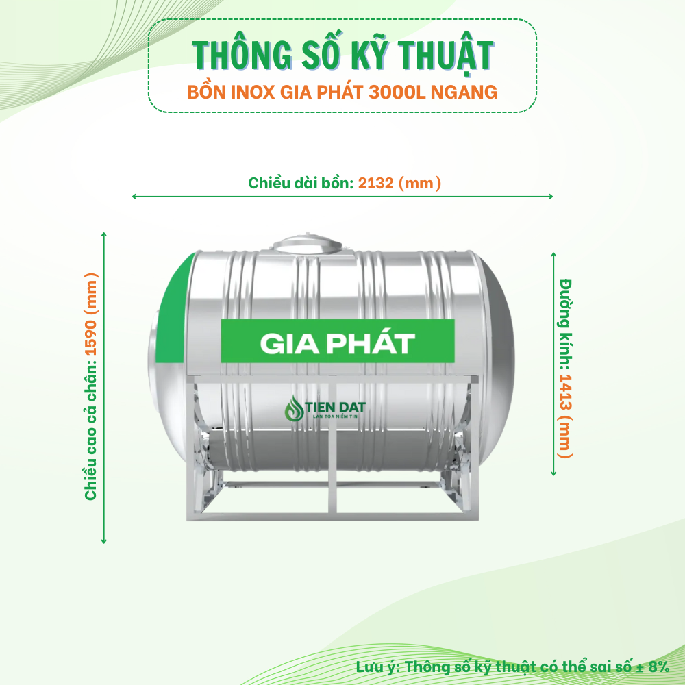 Bồn inox Gia Phát nằm Bồn inox Gia Phát nằm