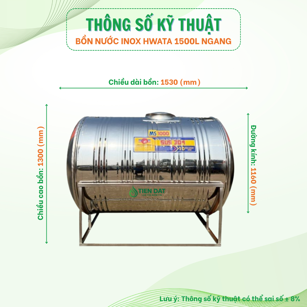 Bồn nước inox Hwata nằm Bồn nước inox Hwata nằm