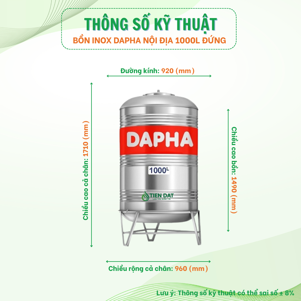 Bồn nước inox Dapha nội địa đứng Bồn nước inox Dapha nội địa đứng