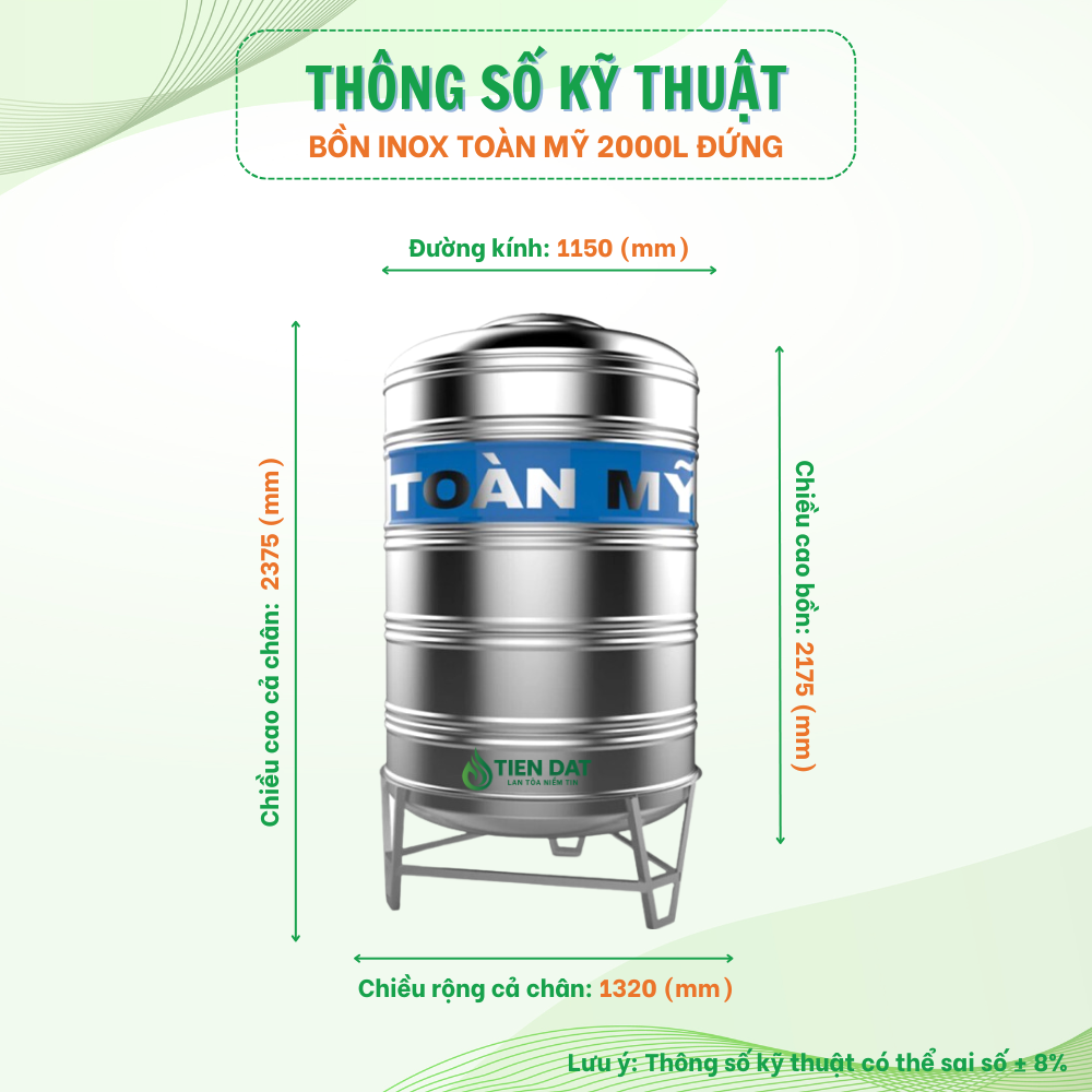 Bồn nước inox Toàn Mỹ đứng Bồn nước inox Toàn Mỹ đứng