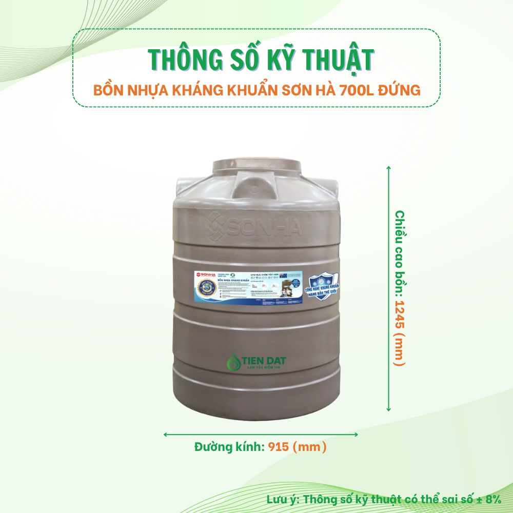 Bồn nhựa kháng khuẩn Sơn Hà đứng Bồn nhựa kháng khuẩn Sơn Hà đứng